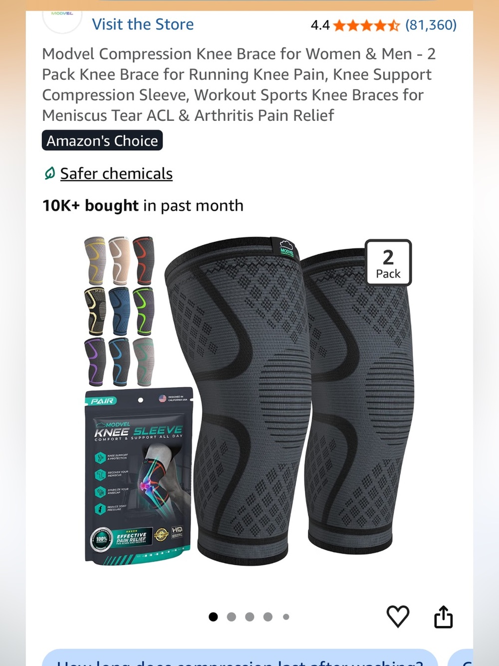Black Knee Brace - 2-Pack Support for Women